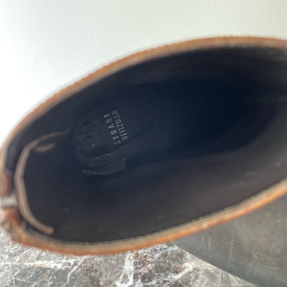 60% Off! 1990s Stuart Weitzman Brown Leather Square Toe Western Booties 6 - 6.5 - Picture 4 of 5